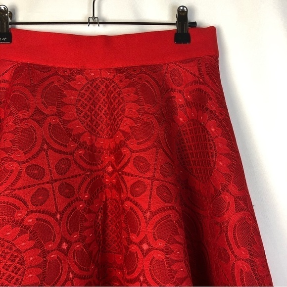 Windsor Red Sunflower Floral A-Line Midi Skirt M - Picture 3 of 3